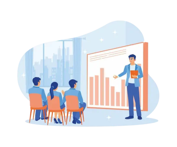 g in the office exchange ideas during meetings business meeting concept flat illustration vector prev ui