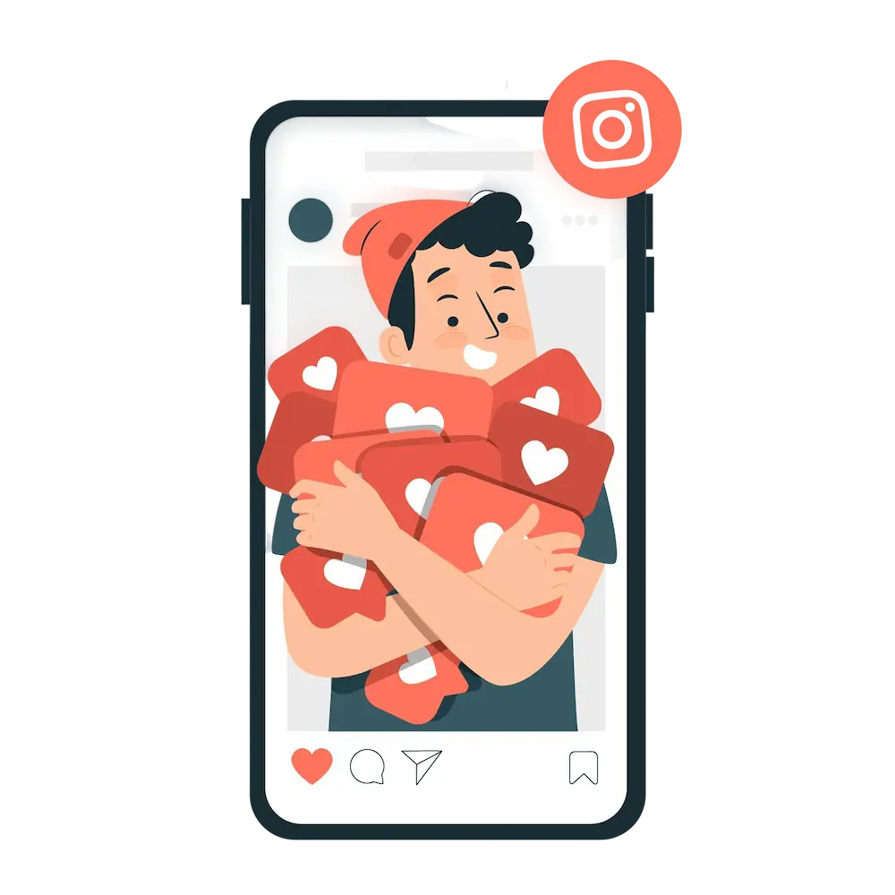 instagram likes addiction concept illustration